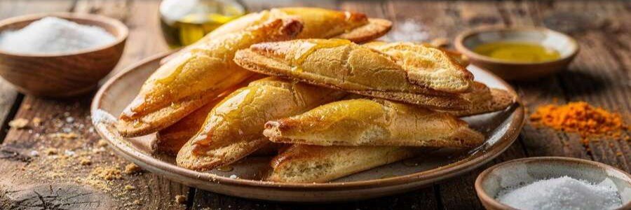 Navettes de Marseille orange blossom biscuits on a plate with rustic background