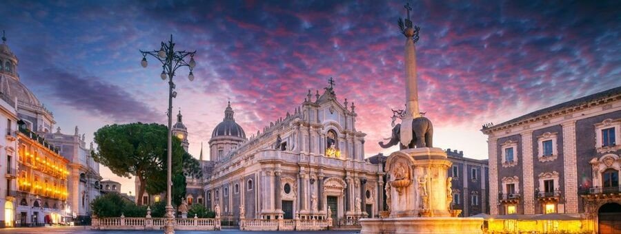 Piazza del Duomo in Catania with historic buildings and open square