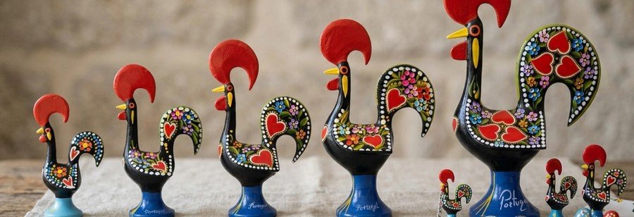 colorful rooster of Barcelos souvenirs from Portugal