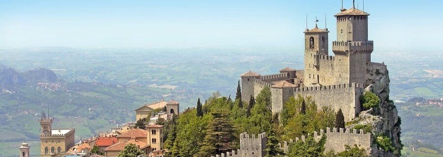 San Marino castle view from hilltop near Ravenna Italy