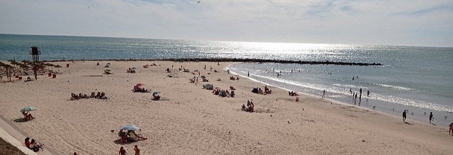 Santa María del Mar beach in Cádiz with wide sandy shore and calm ocean views near the city center
