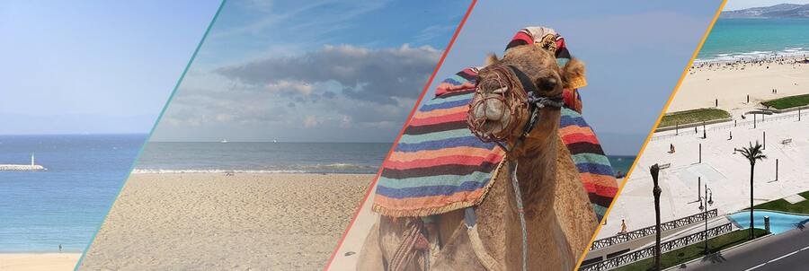 Sandy beach and waterfront in Tangier Morocco near the cruise port.