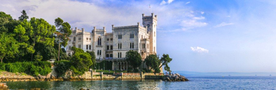Miramare Castle overlooking the sea near Trieste Port