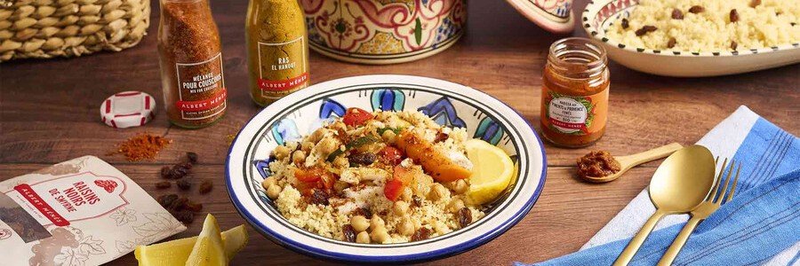 Traditional Tunisian seafood couscous served near La Goulette Port.