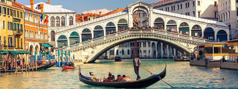 Gondola on Grand Canal in Venice during shore excursion from Trieste Po