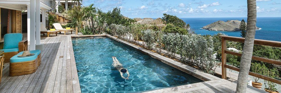 Private pool overlooking the Caribbean Sea at GYP SEA Saint Barth.