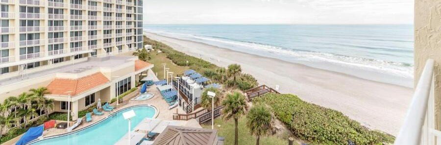 Hilton Melbourne Beach Oceanfront Beach View | Beach Travel Destinations View overlooking the pool and Atlantic Ocean from Hilton Melbourne Beach Oceanfront.