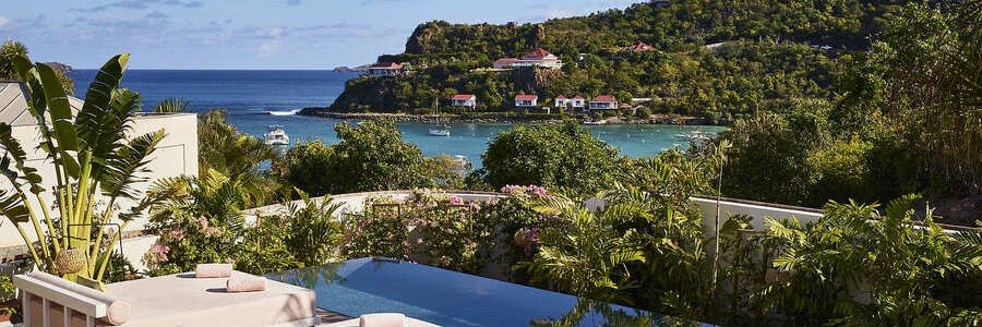 Tropical garden and pool views from Tropical Hotel St Barth near St. Jean Beach.