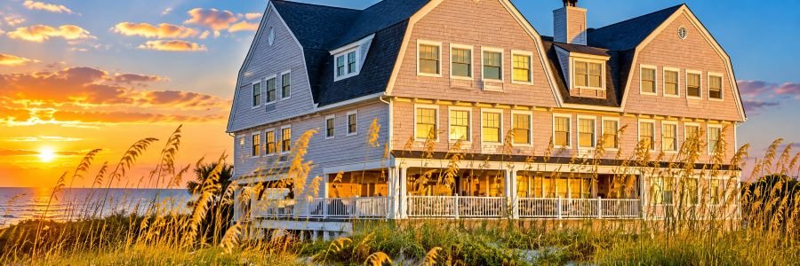 Elizabeth Pointe Lodge surrounded by sea oats beside the Atlantic Ocean on Amelia Island.