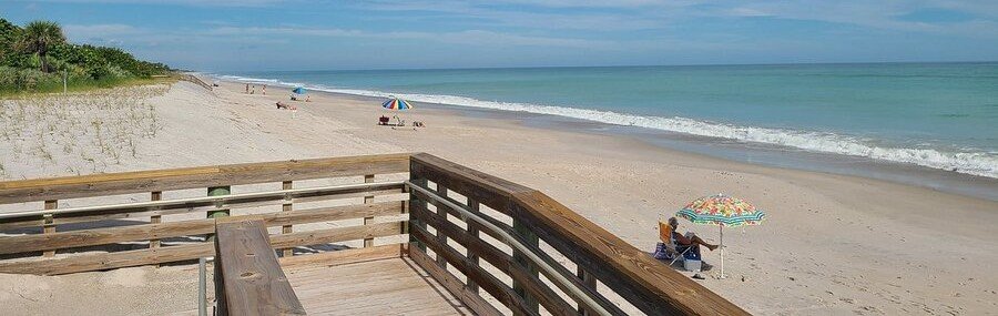 Observation deck overlooking Golden Sands Beach Park on Hutchinson Island, Florida.