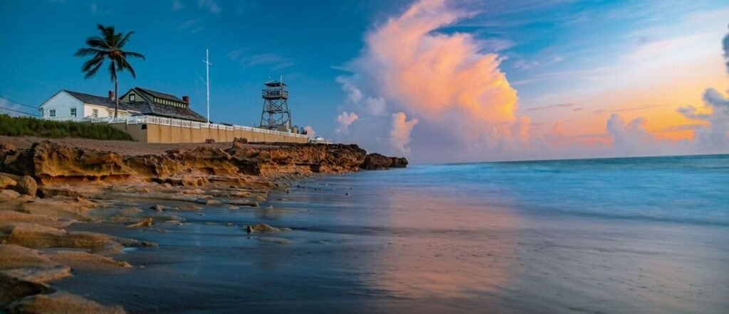 House of Refuge overlooking the Atlantic Ocean at sunrise in Jensen Beach, Florida.