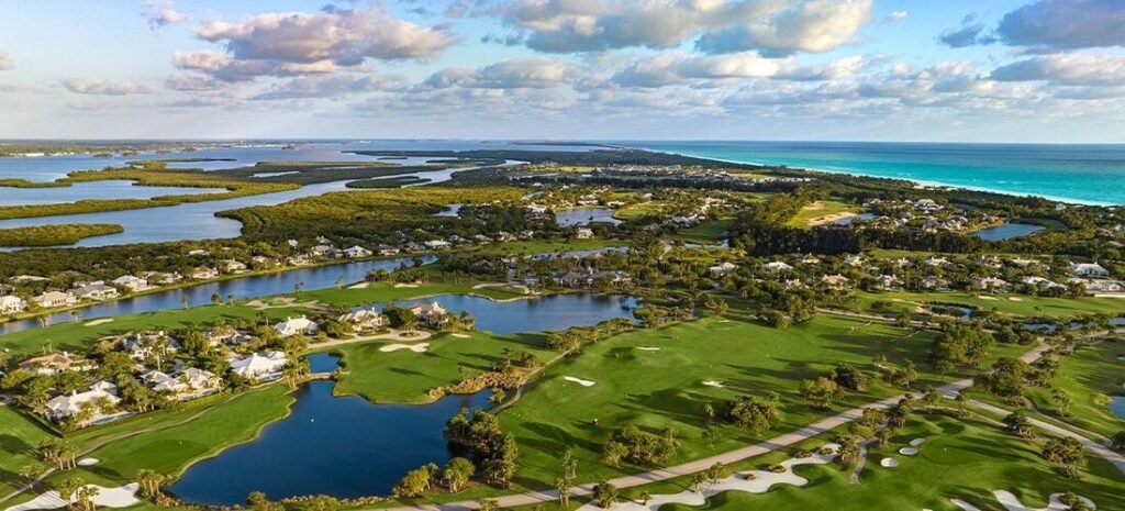 Aerial View of Orchid Florida and Its Coastal Setting | Beach Travel Destinations Aerial view of Orchid Florida between the Atlantic Ocean and Indian River Lagoon