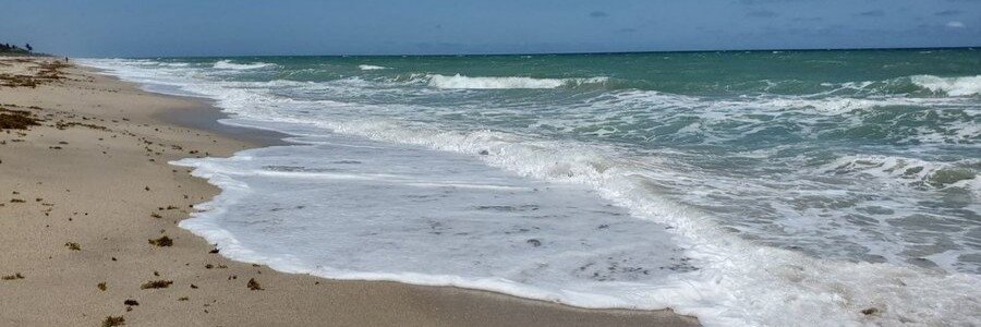 Gentle waves washing onto the sandy shoreline at Treasure Shores Beach near Sebastian Inlet.