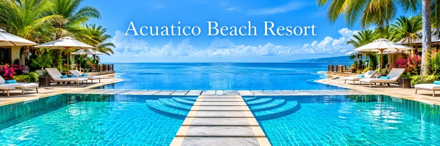 Acuatico Beach Resort | Luxury Beachfront Escape in Laiya Sparkling turquoise infinity pool overlooking the ocean, with tropical palm trees, elegant lounge chairs, and a stone walkway leading toward the water.