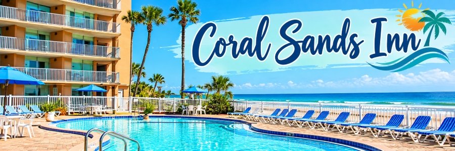 Oceanfront hotel with a sparkling swimming pool, palm trees, and lounge chairs overlooking the Atlantic.