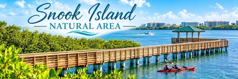 Snook Island Natural Area in Lake Worth Beach, Florida, featuring a wooden boardwalk, mangroves, kayaking, and scenic Intracoastal Waterway views.